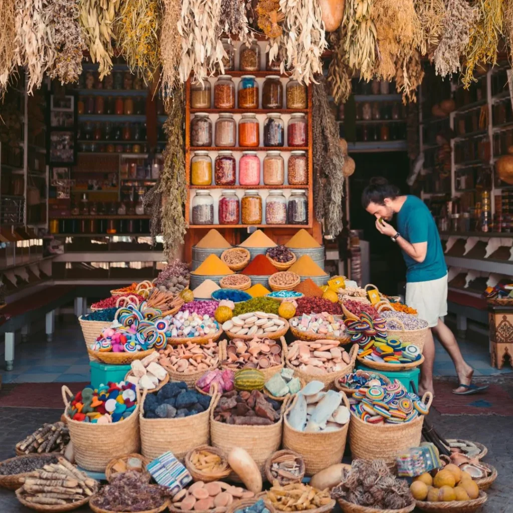 A man buying Mediterranean spices